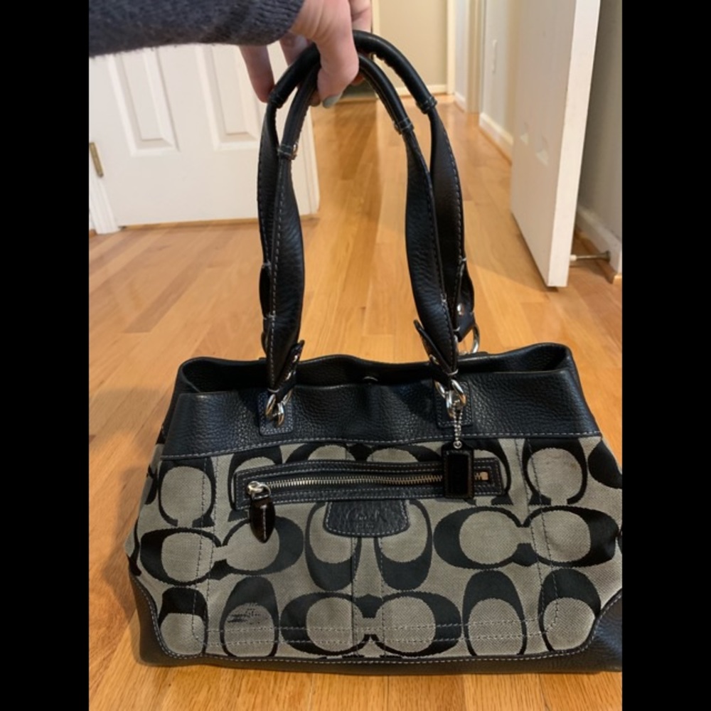 Signature Coach handbag with leather trim